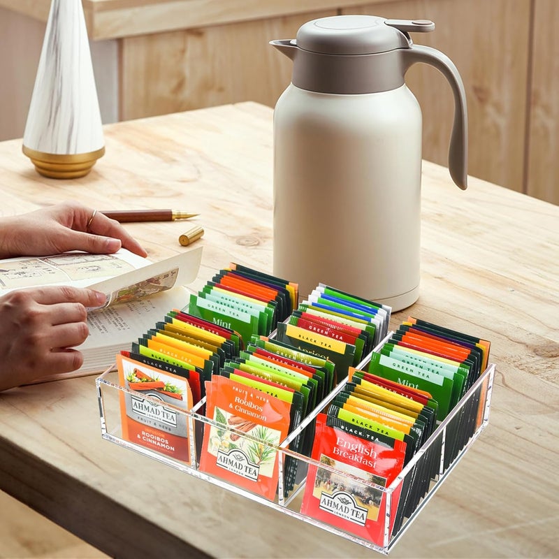 Tasybox Tea Bag Organizer, Clear Acrylic Tea Bag Holder with 6 Slot, Tea Packet Storage for Drawer, Pantry, Kitchen, Cabinet, Countertop - Image 5